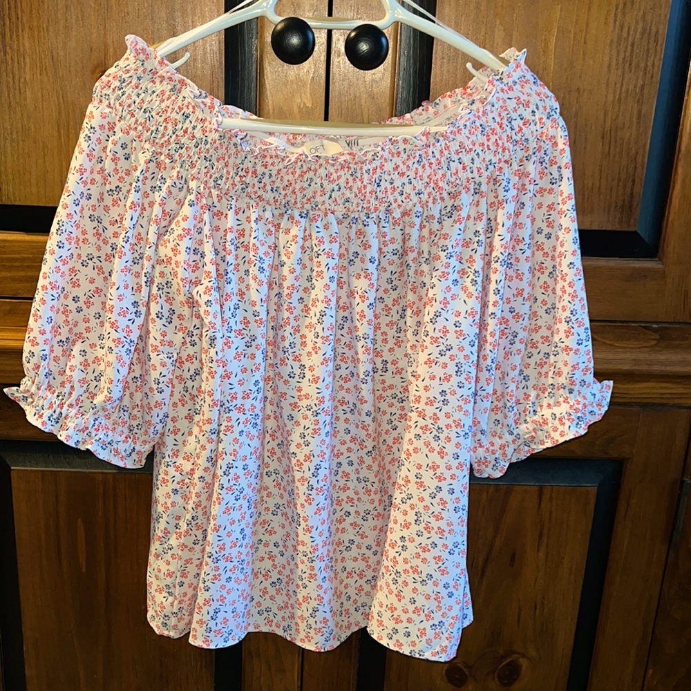 Loft Outlet floral off shoulder top large